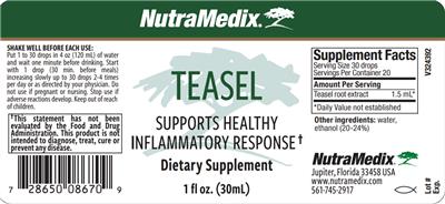 NutraMedix Teasel source label used in the packaging illustration