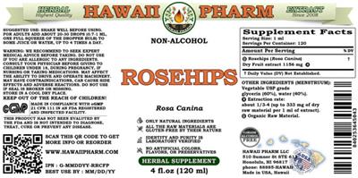 Hawaii Pharm Rosehips Alcohol Free product packaging