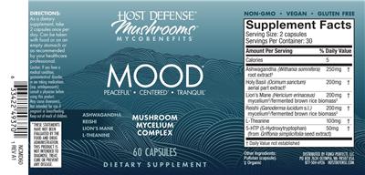 Host Defense Mushrooms Mycobenefits Mood source label used in the packaging illustration