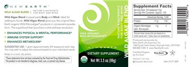 New Earth Wild Algae Blend source label used in the packaging illustration