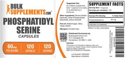 BulkSupplements.com Phosphatidyl Serine Capsules 60 mg source label used in the packaging illustration