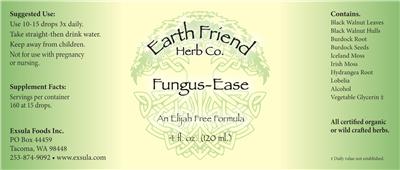 Earth Friend Herb Co. Fungus-Ease source label used in the packaging illustration