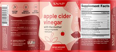 SNAP Apple Cider Vinegar with the Mother Apple Flavored Gummies source label used in the packaging illustration