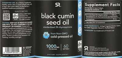SR Sports Research Black Cumin Seed Oil 1000mg source label used in the packaging illustration
