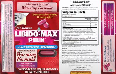 Applied Nutrition Libido-Max Pink source label used in the packaging illustration