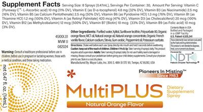 VitaMist MultiPLUS Natural Orange Flavor source label used in the packaging illustration