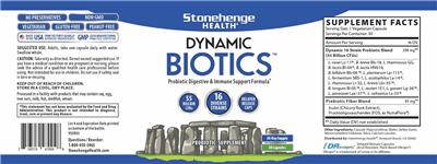 Stonehenge Health Dynamic Biotics source label used in the packaging illustration