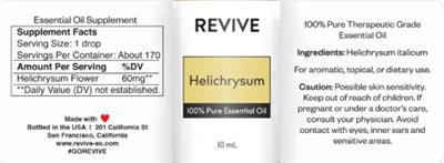 Revive Helichrysum source label used in the packaging illustration