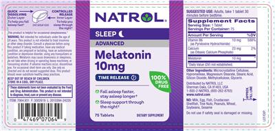 Natrol Melatonin Advanced 10 mg Time Release source label used in the packaging illustration