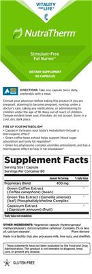 Vitality For Life NutraTherm source label used in the packaging illustration