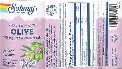 Solaray Olive 250 mg 17% Oleuropein product packaging