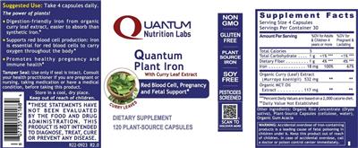 Quantum Nutrition Labs Quantum Plant Iron source label used in the packaging illustration