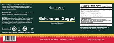 Harmony Nutraceuticals Gokshuradi Guggul source label used in the packaging illustration