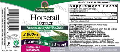 Nature's Answer Horsetail Extract 2000 mg source label used in the packaging illustration