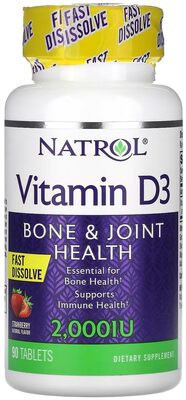 Natrol Vitamin D3 2000 IU Fast Dissolve Strawberry product packaging