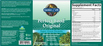Garden of Life Perfect Food Original Super Green Formula product packaging