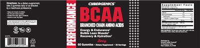 Cybergenics BCAA Berry source label used in the packaging illustration