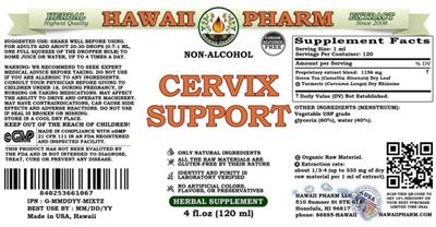 Hawaii Pharm Cervix Support Non-Alcohol source label used in the packaging illustration