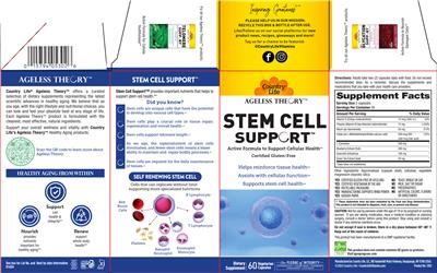 Country Life Ageless Theory Stem Cell Support source label used in the packaging illustration