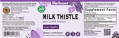 Bluebonnet Milk Thistle Fruit & Seed Extract source label used in the packaging illustration