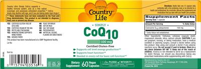 Country Life CoQ10 100 mg source label used in the packaging illustration