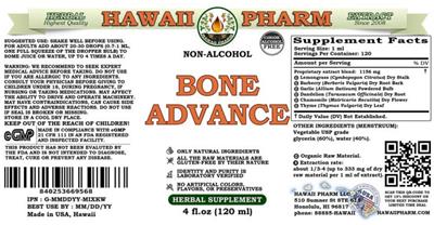 Hawaii Pharm Bone Advance Non-Alcohol source label used in the packaging illustration