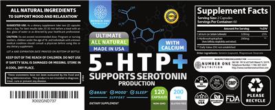 Number One Nutrition 5HTP+ 200 mg product packaging