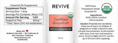 Revive Certified Grapefruit source label used in the packaging illustration