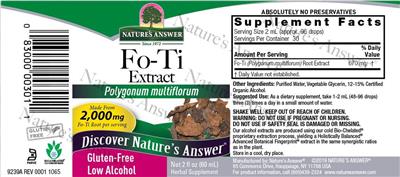 Nature's Answer Fo-Ti Extract 2000 mg source label used in the packaging illustration