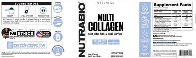 NutraBio Multi Collagen source label used in the packaging illustration