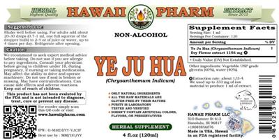 Hawaii Pharm Ye Ju Hua Non-Alcohol product packaging