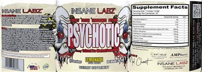 Insane Labz Psychotic Lemonade source label used in the packaging illustration