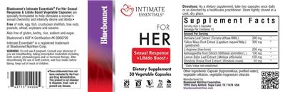 Bluebonnet Intimate Essentials For Her Sexual Response & Libido Boost source label used in the packaging illustration