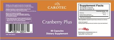 Carotec Cranberry Plus source label used in the packaging illustration