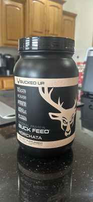 Bucked Up Buck Feed Original Protein Horchata source label used in the packaging illustration