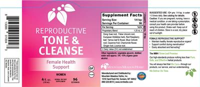 Mountain Meadow Herbs Reproductive Tone & Cleanse product packaging