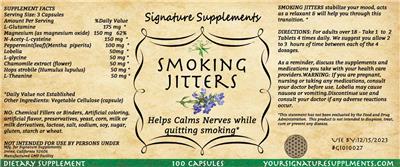Signature Supplements Smoking Jitters source label used in the packaging illustration