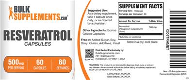 BulkSupplements.com Resveratrol Capsules 500 mg product packaging