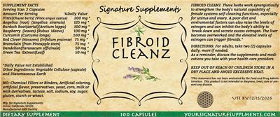 Signature Supplements Fibroid Cleanz source label used in the packaging illustration