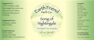 Earth Friend Herb Co. Song of Nightingale source label used in the packaging illustration
