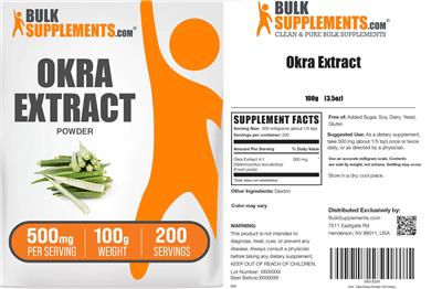 BulkSupplements.com Okra Extract Powder 500 mg product packaging