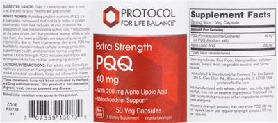 Protocol For Life Balance Extra Strength PQQ 40 mg source label used in the packaging illustration