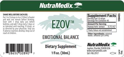 NutraMedix Ezov source label used in the packaging illustration