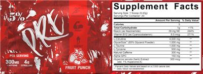 Rich Piana 5% Nutrition 5% Pre Fruit Punch source label used in the packaging illustration