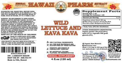 Hawaii Pharm Wild Lettuce and Kava Kava product packaging