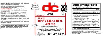 DC Trans Resveratrol 200 mg source label used in the packaging illustration