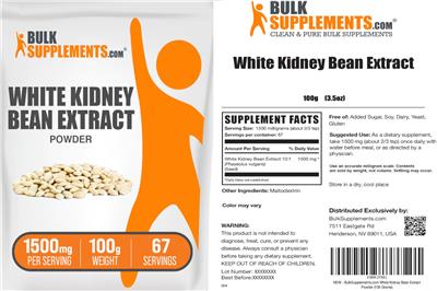 BulkSupplements.com White Kidney Bean Extract Powder 1500 mg product packaging