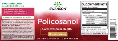 Swanson Policosanol 10 mg source label used in the packaging illustration