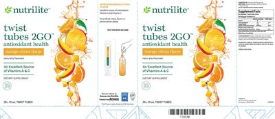 Nutrilite Twist Tubes 2GO Mango Citrus Flavor source label used in the packaging illustration