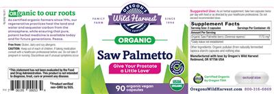 Oregon's Wild Harvest Saw Palmetto source label used in the packaging illustration